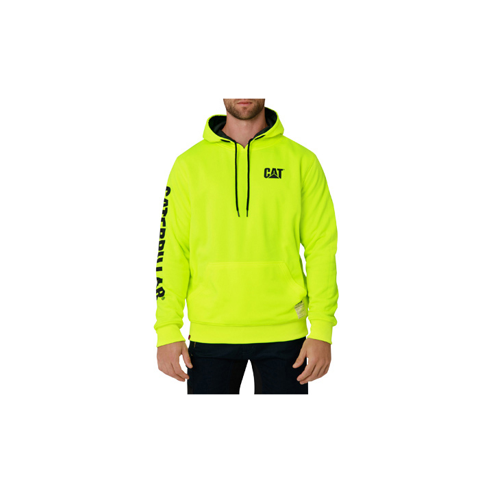 Caterpillar Reversible Banner Philippines - Mens Hoodies - Deep Green/Fluorescent 46752LUCE